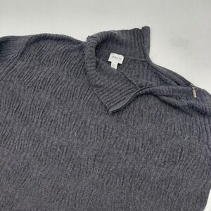 Armani Collezioni Mens M Silk Cashmere Wool Side Zip Wavy Open Knit Sweater Grey